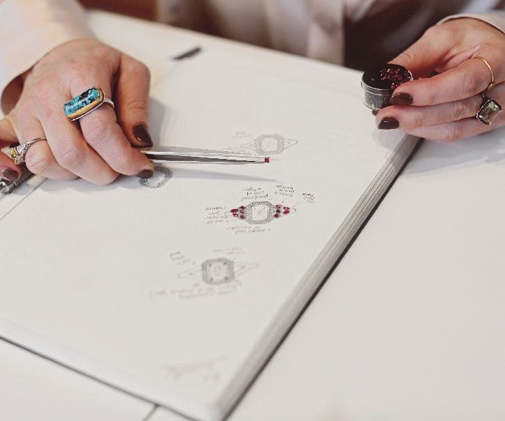 Jewelry sketch at Abby Sparks Jewelry design studio