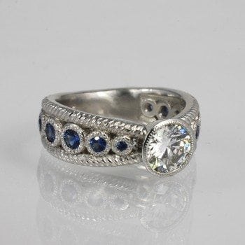 diamond sapphire custom ring