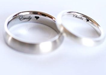 Matching engraved wedding bands