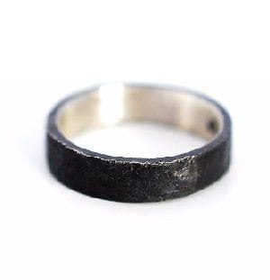 Blackened Silver mens wedding bands