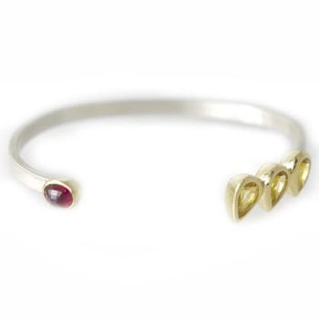 yellow gold sterling silver bangle citrine ruby gem custom bangle