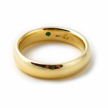 custom 14k yellow gold with emerald accent mens wedding band