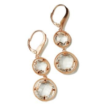 clear quartz earrings with rose gold plating