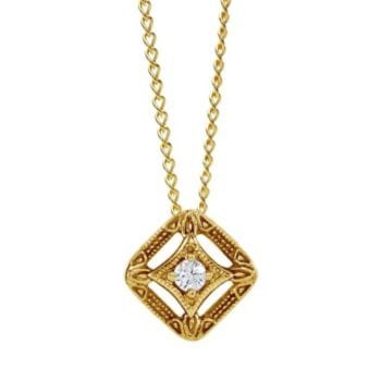 vintage inspired diamond square necklace