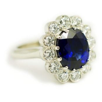Custom Blue Sapphire platinum engagement ring