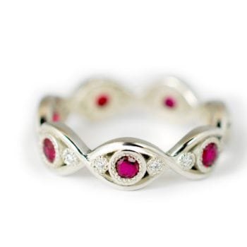 alternative engagement ring platinum rubies diamonds Devon