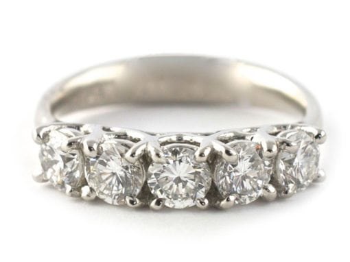 PLATINUM 5 STONE BAND ENGAGEMENT RING