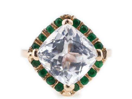 ROSE GOLD KUNZITE EMERALD HALO RING