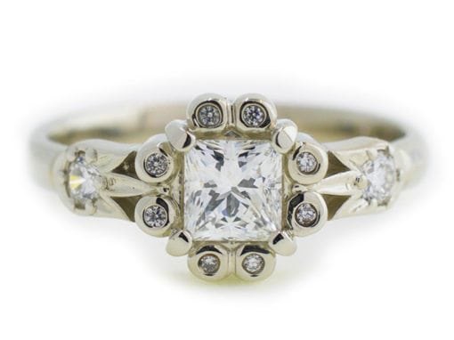 ART DECO WHITE GOLD PRINCESS CUT RING