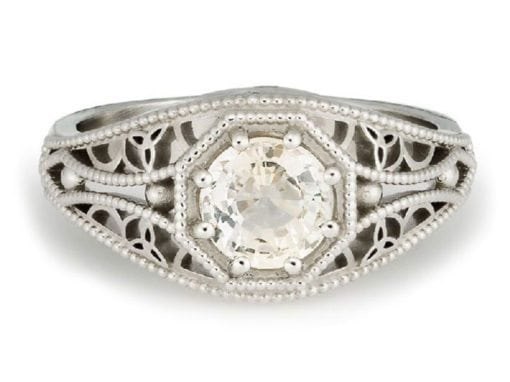 YELLOW SAPPHIRE FILIGREE ENGAGEMENT RING