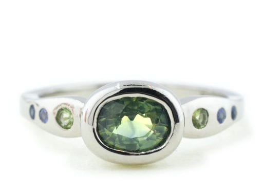 PALLADIUM PERIDOT AND SAPPHIRE RING