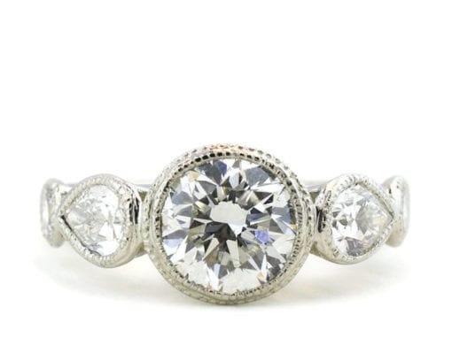 VINTAGE INSPIRED WHITE GOLD ROUND CUT RING