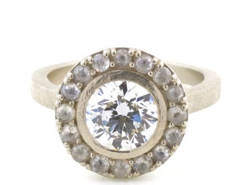 WHITE GOLD ROUGH DIAMOND HALO RING