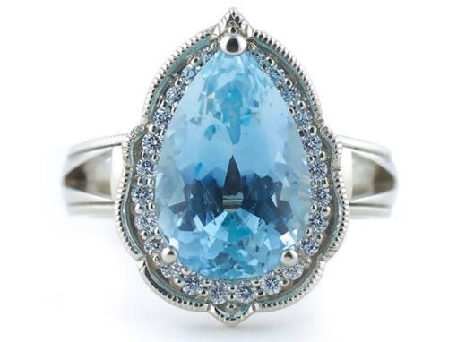 Pear Shaped Aquamarine Engagement Ring