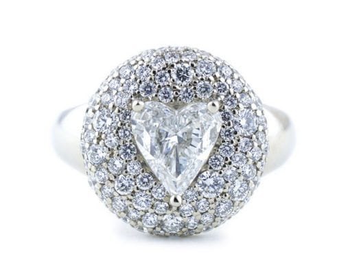HEART DIAMOND PAVE DIAMOND RING