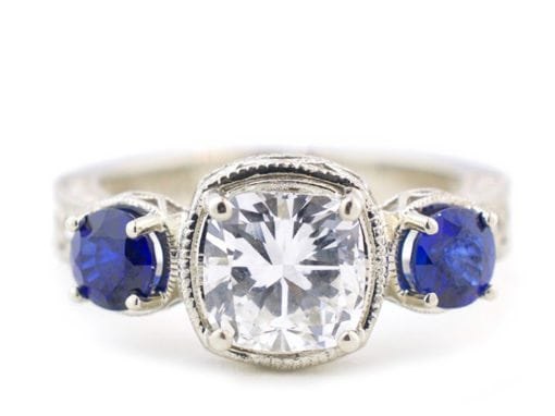 Three Stone Sapphire and Diamond Ring