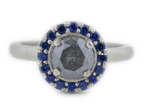 ROUGH DIAMOND SAPPHIRE HALO RING