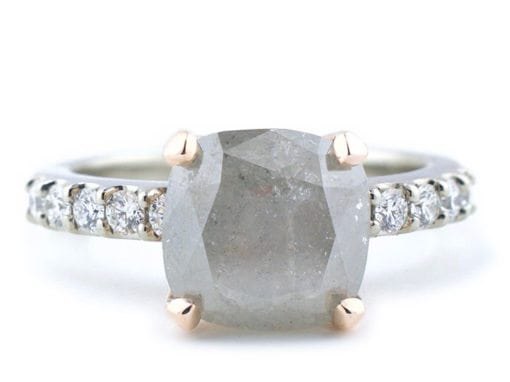 Natural Gray Diamond Mixed Metal Engagement Ring