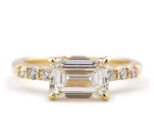 East-West Emerald Cut Engagement Ring