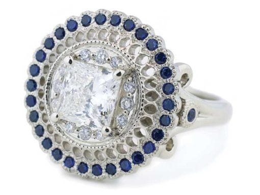 Sapphire Filigree Mandala Ring