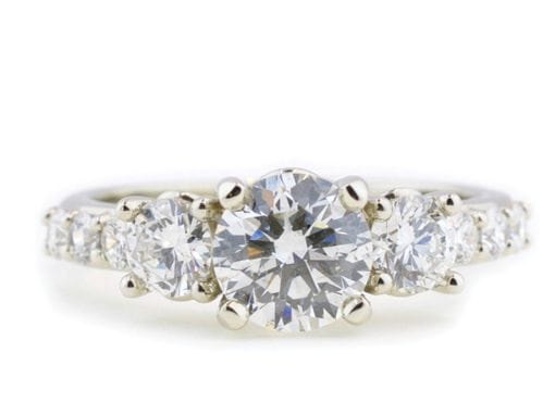 Three Stone Round Cut Diamond Engagement Ring