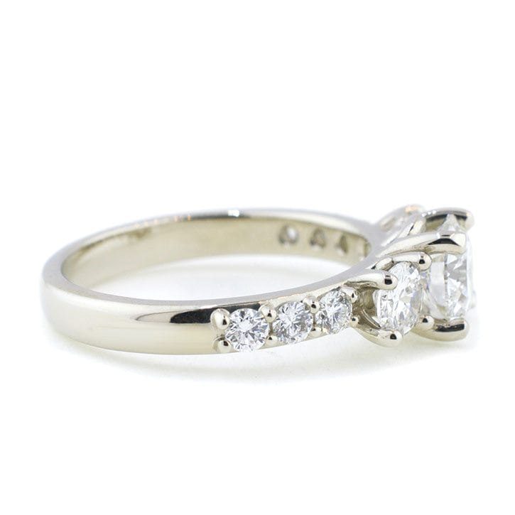 Three Stone Round Cut Diamond Engagement Ring | Custom Engagement Rings