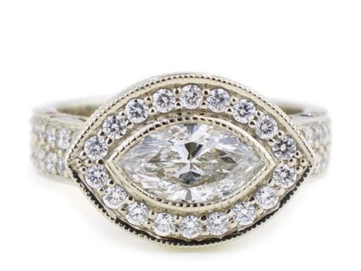 East-West Marquise Diamond Engagement Ring