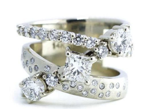 Asymmetrical Multi Band Diamond Ring