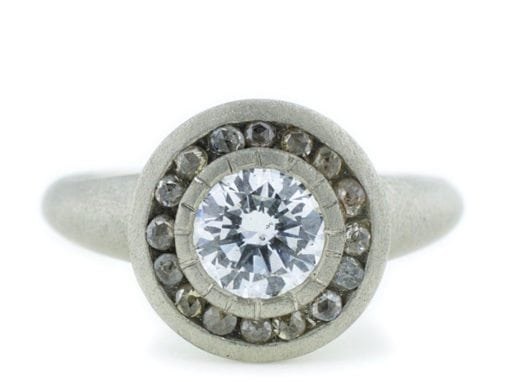 Rough Gray Diamond Halo Ring