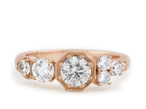 Rose Gold Octagon Diamond Ring