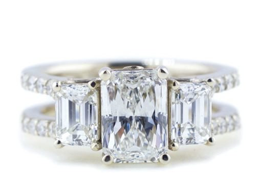 Three Stone Double Band Diamond Ring