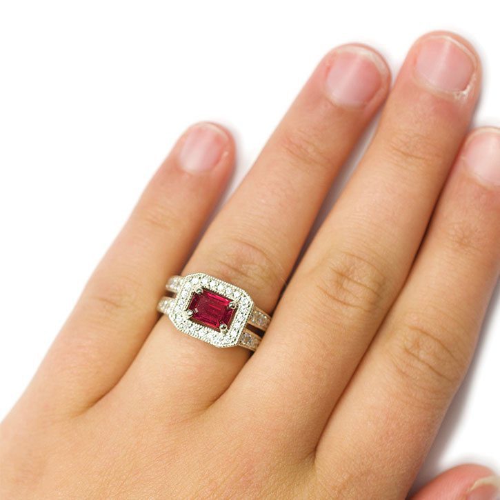 AGL Certified 1.98 Carat Ruby and 1.5 Carat Diamond Halo Ring – Alpha &  Omega Jewelry