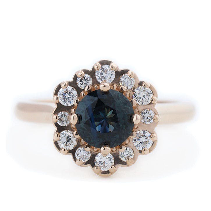 Radiant Cut Blue Green Sapphire & Diamond Olivia Ring – Rachel Beth  Jewellery