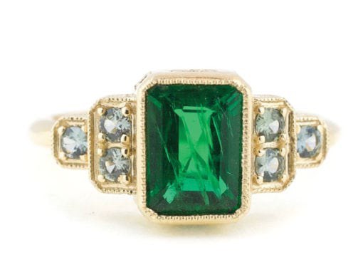 Emerald and Sapphire Engagement Ring