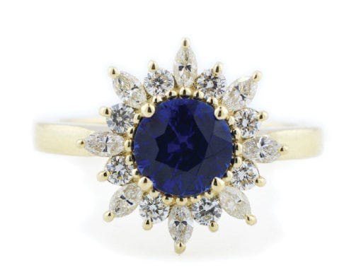 Sapphire Sunburst Engagement Ring