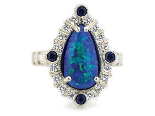 Black Opal Engagement Ring