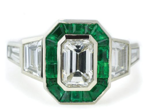 Emerald Halo Art Deco Ring