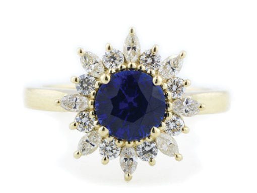 Sapphire Sunburst Engagement Ring