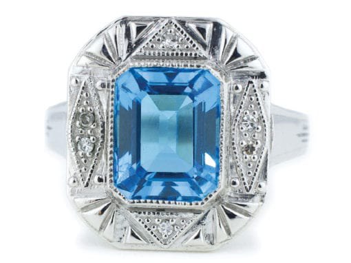 Emerald Cut Blue Topaz Ring