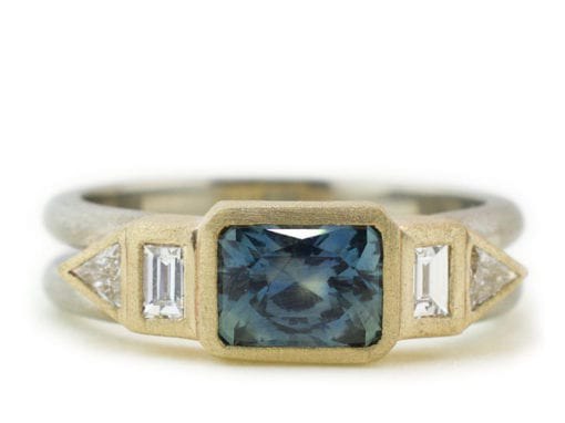 East West Emerald Cut Sapphire Ring