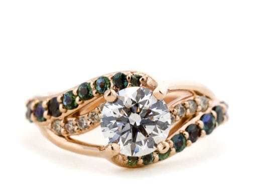 Diamond and Alexandrite Twist Ring