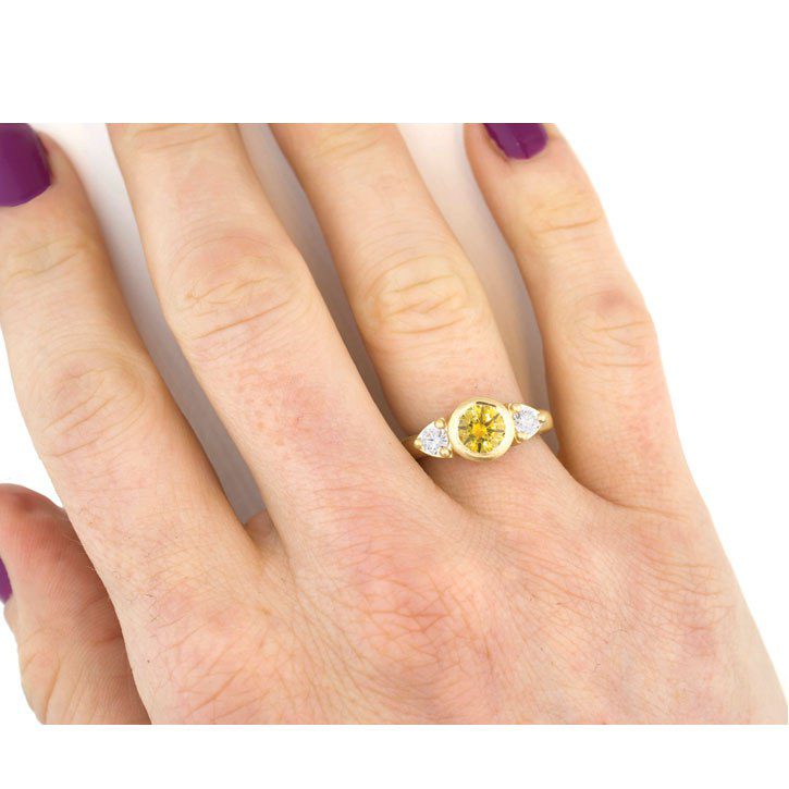 Yellow Sapphire Geometric Engagement Ring | Custom Engagement Rings