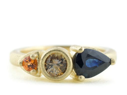 Asymmetrical Three Stone Sapphire Ring