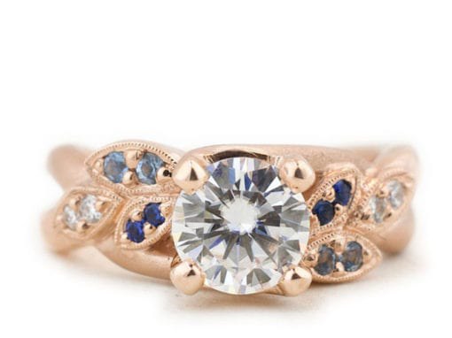 Moissanite Floral Engagement Ring