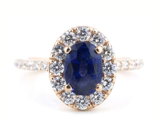 ROSE GOLD OVAL SAPPHIRE HALO RING