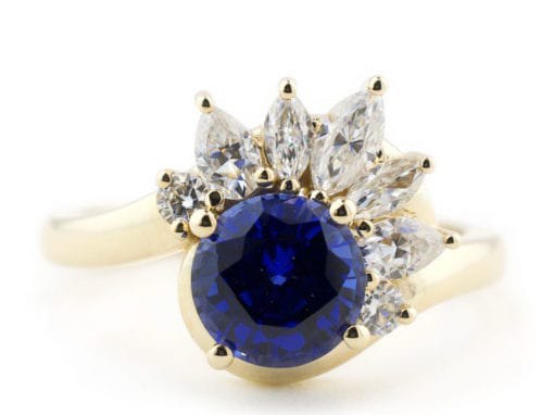 Sapphire Half Halo Engagement Ring