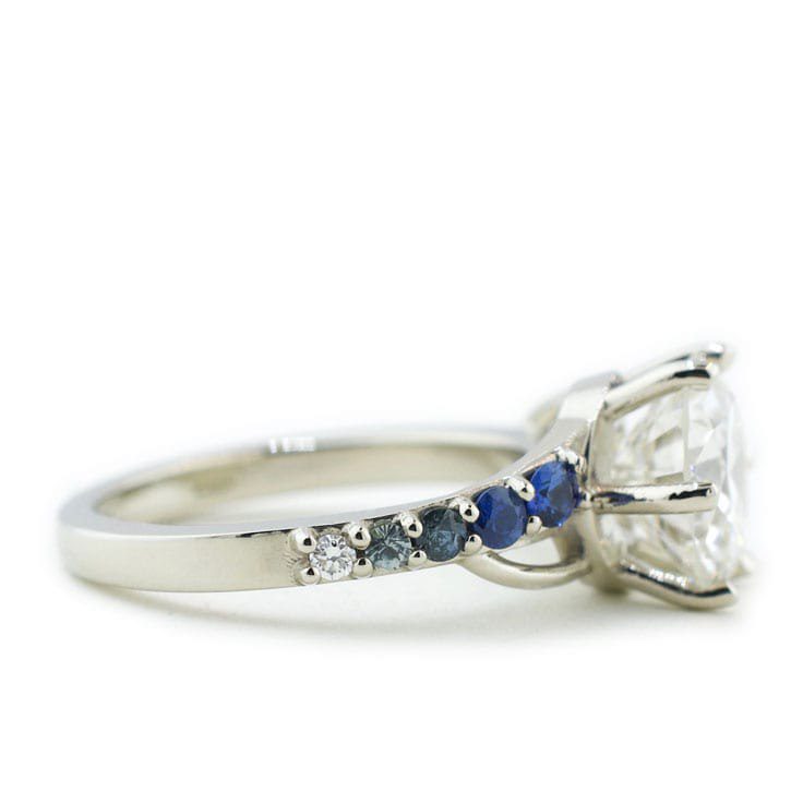 2 Carat Diamond Ombre Sapphire Ring | Custom Engagement Rings