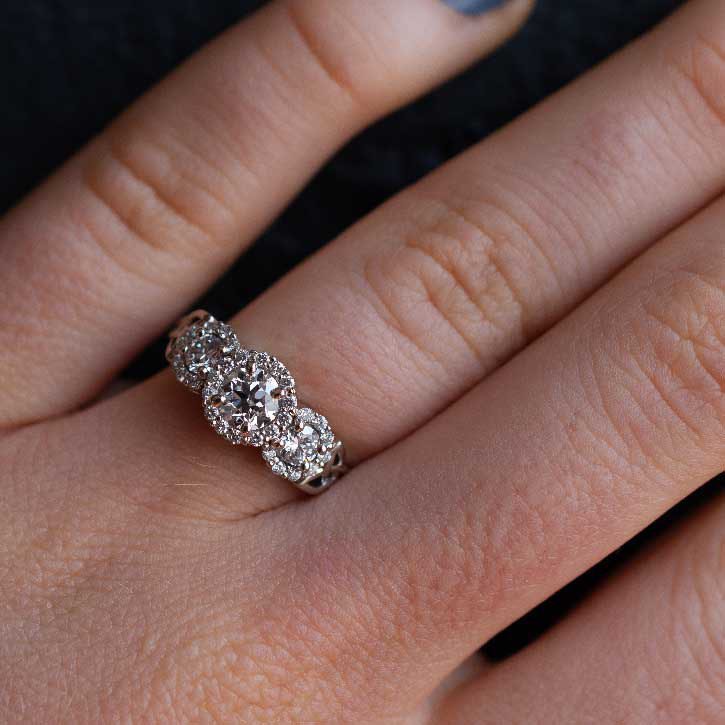 Celtic Engagement Ring Unique Wedding Ring Women's Engagement Ring 14k  White Gold Black Diamond Ring Anniversary Ring