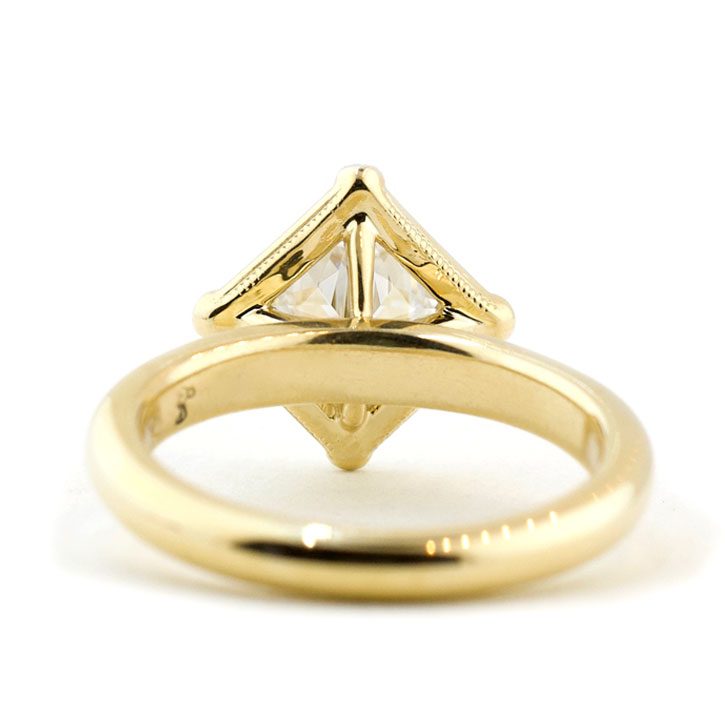 14K Rose Gold Beaded Filigree Cathedral Kite-Set Engagement Ring