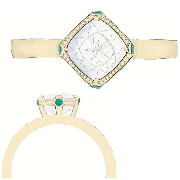 Kite Princess Diamond Engagement Ring 2 Carats White Gold